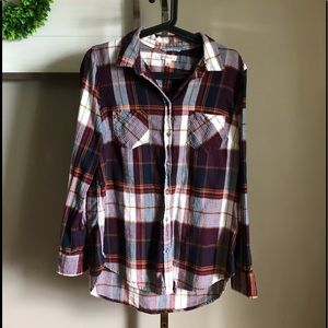 Merona plaid button up shirt women’s large